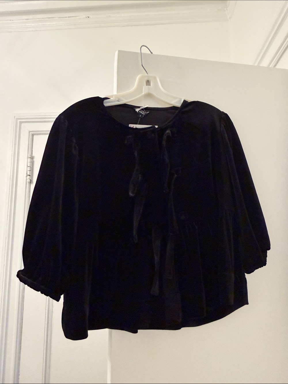 Velvet Heart Black Velvet Tie-Front Blouse